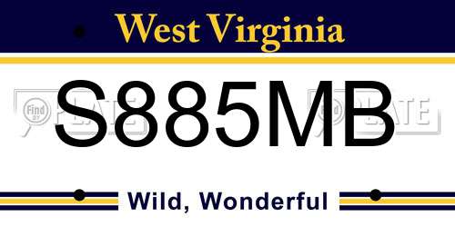S885MB West Virginia License Plate