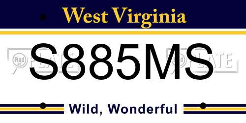 S885MS West Virginia License Plate