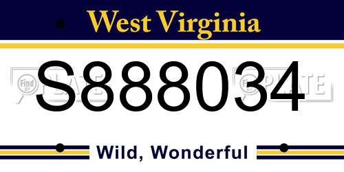 S888034 West Virginia License Plate