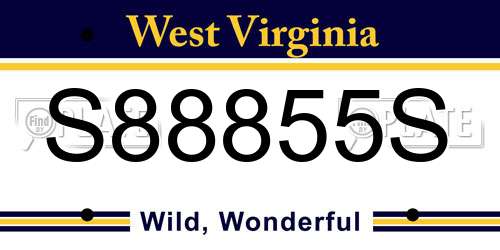 S88855S West Virginia License Plate