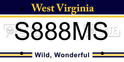 S888MS West Virginia License Plate