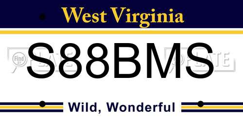 S88BMS West Virginia License Plate