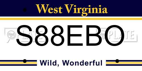 S88EBO West Virginia License Plate