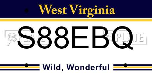 S88EBQ West Virginia License Plate