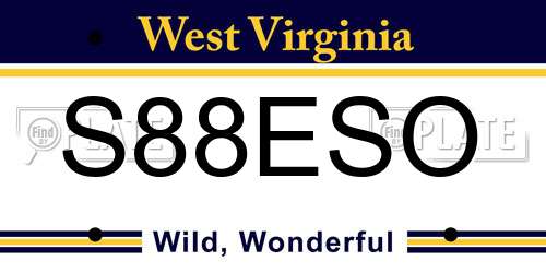 S88ESO West Virginia License Plate