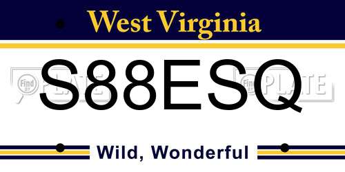 S88ESQ West Virginia License Plate