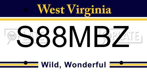 S88MBZ West Virginia License Plate