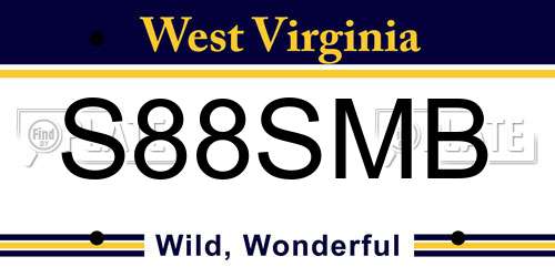 S88SMB West Virginia License Plate