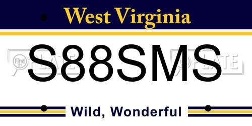 S88SMS West Virginia License Plate