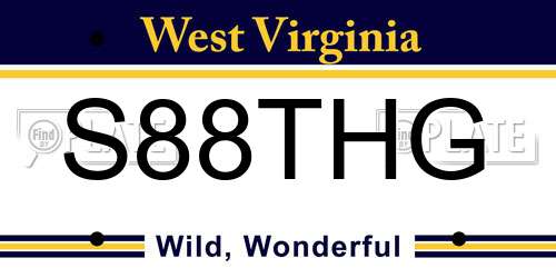 S88THG West Virginia License Plate