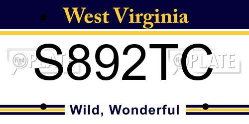S892TC West Virginia License Plate