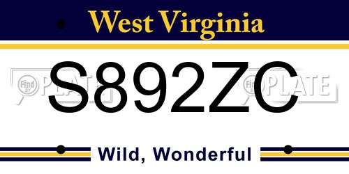 S892ZC West Virginia License Plate