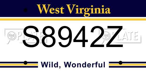 S8942Z West Virginia License Plate