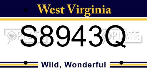 S8943Q West Virginia License Plate