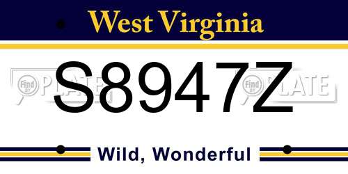 S8947Z West Virginia License Plate
