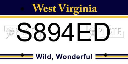 S894ED West Virginia License Plate