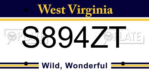 S894ZT West Virginia License Plate