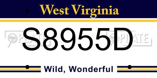 S8955D West Virginia License Plate