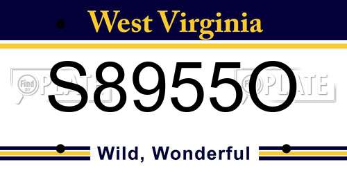 S8955O West Virginia License Plate