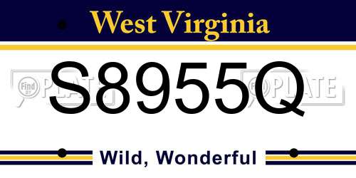 S8955Q West Virginia License Plate