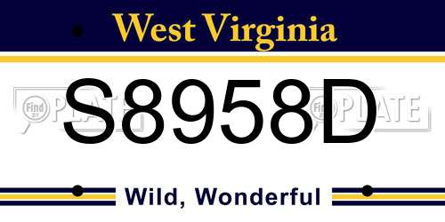 S8958D West Virginia License Plate