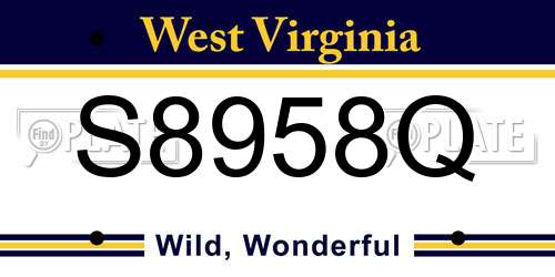 S8958Q West Virginia License Plate