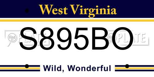 S895BO West Virginia License Plate