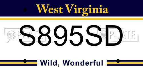 S895SD West Virginia License Plate