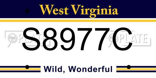 S8977C West Virginia License Plate