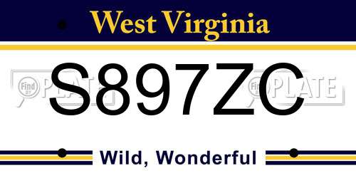 S897ZC West Virginia License Plate