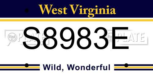 S8983E West Virginia License Plate