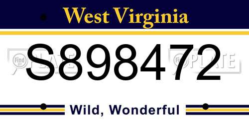 S898472 West Virginia License Plate