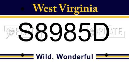 S8985D West Virginia License Plate