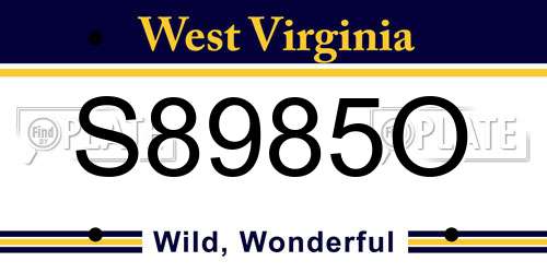 S8985O West Virginia License Plate