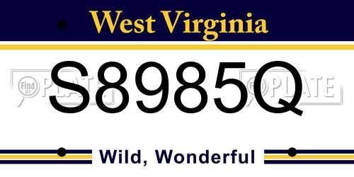 S8985Q West Virginia License Plate