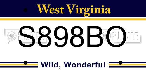S898BO West Virginia License Plate