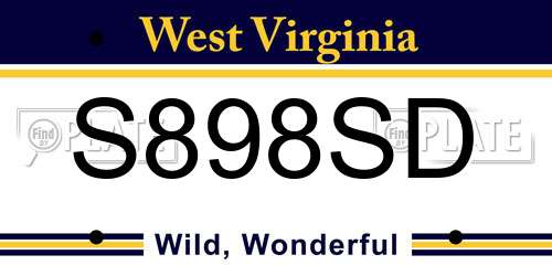 S898SD West Virginia License Plate