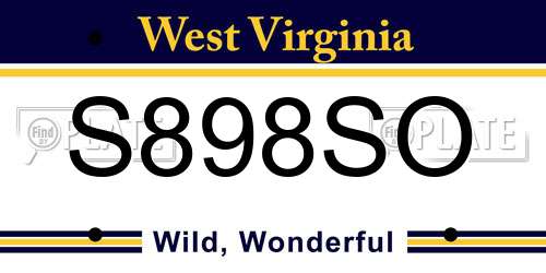 S898SO West Virginia License Plate
