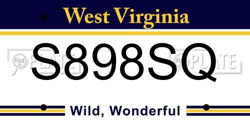 S898SQ West Virginia License Plate