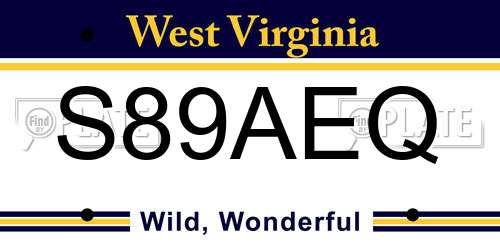S89AEQ West Virginia License Plate