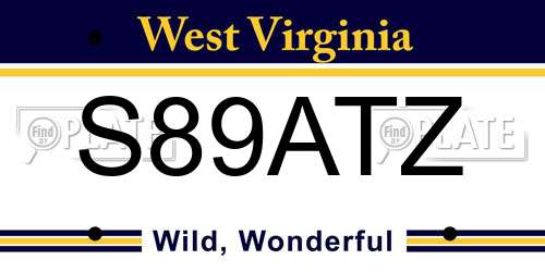 S89ATZ West Virginia License Plate