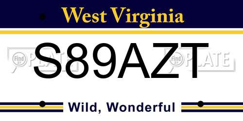 S89AZT West Virginia License Plate