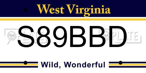 S89BBD West Virginia License Plate