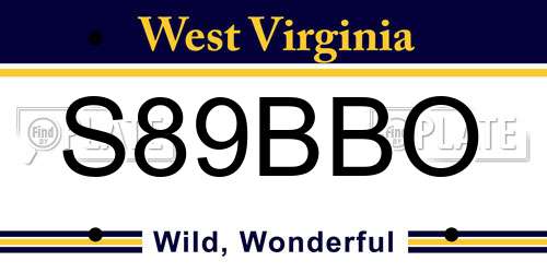 S89BBO West Virginia License Plate