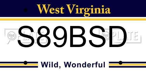 S89BSD West Virginia License Plate