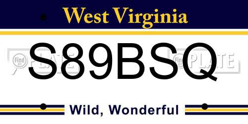S89BSQ West Virginia License Plate