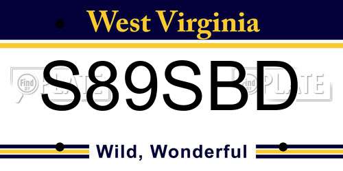 S89SBD West Virginia License Plate