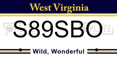 S89SBO West Virginia License Plate
