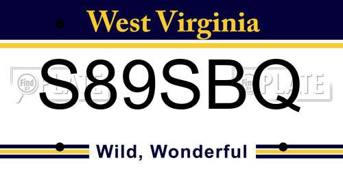 S89SBQ West Virginia License Plate