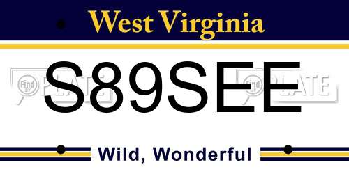 S89SEE West Virginia License Plate